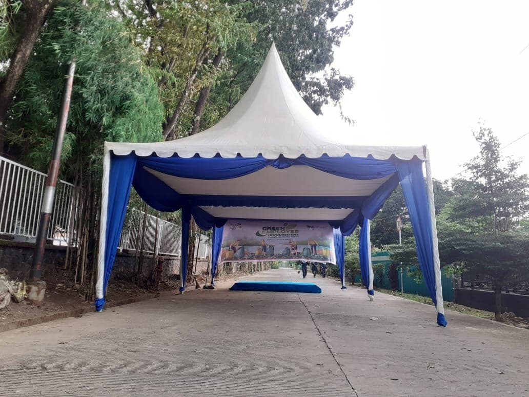 Sewa Tenda Sarnafil 5 x 5 m Semi Dekorasi Makassar